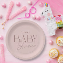 Modern Elegant Pink Script Girl Baby shower