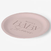 Modern Elegant Pink Script Girl Baby shower Papieren Bordje (Gekanteld)