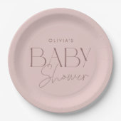 Modern Elegant Pink Script Girl Baby shower Papieren Bordje (Voorkant)