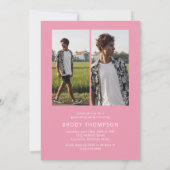 Modern Elegant Pink & White 3 Photo Graduation Kaart (Achterkant)