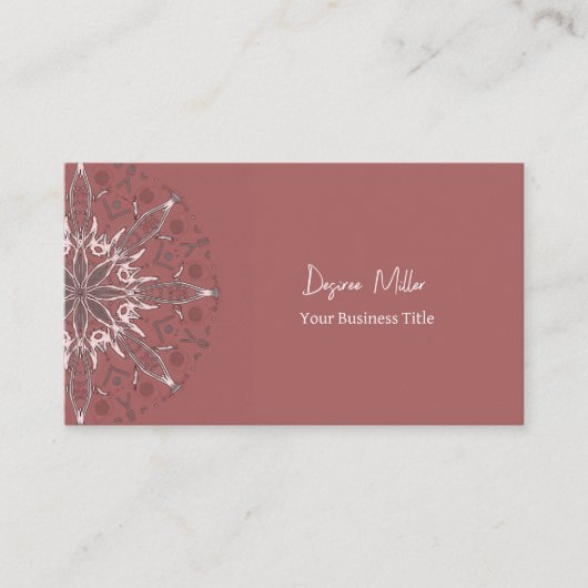 Modern Elegant Pink White Bohemian Mandala Yoga Visitekaartje (Voorkant)