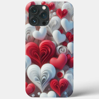 Modern elegant pink white heart valentine Case-Mate iPhone case