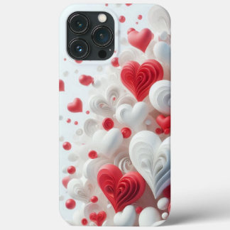 Modern elegant pink white heart valentine Case-Mate iPhone case