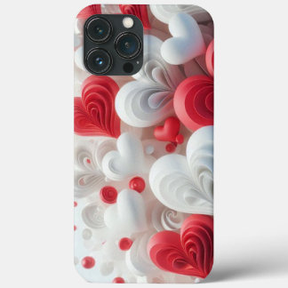 Modern elegant pink white heart valentine Case-Mate iPhone case