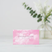 Modern Elegant Pink White Sparkle Clouds Custom Visitekaartje (Staand voorkant)
