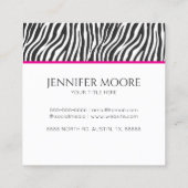 Modern Elegant Pink Zebra Print Custom Vierkante Visitekaartje (Achterkant)
