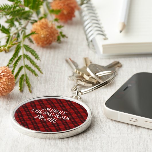 Modern & Elegant Plaid Sleutelhanger (Zijkant)