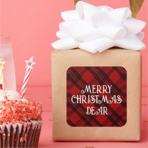 Modern Elegant Plaid Vierkante Sticker