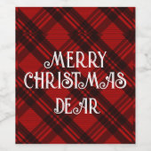 Modern & Elegant Plaid Wijn Etiket (Enkel label)