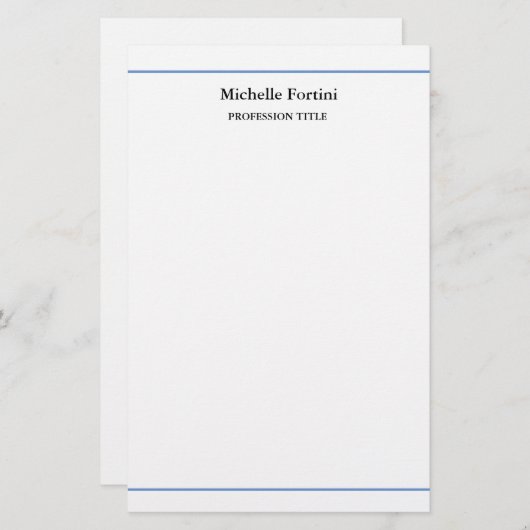 Modern Elegant Plain Minimalist Briefpapier (Voorkant / Achterkant)