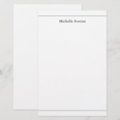Modern Elegant Plain Minimalist Briefpapier (Voorkant / Achterkant)