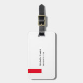 Modern Elegant Plain Minimalist Red White Bagagelabel (Voorkant verticaal)