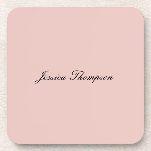 Modern Elegant Plain Name Professioneel Roos Gold Bier Onderzetter (Voorkant)