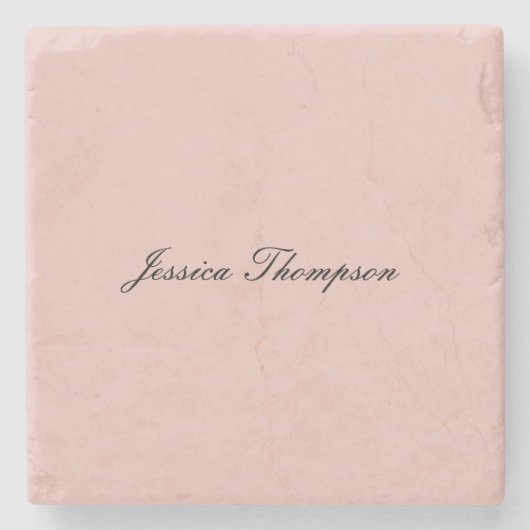 Modern Elegant Plain Name Professioneel Roos Gold Stenen Onderzetter (Voorkant)