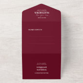 Modern Elegant Plain Plum Bold Wedding RSVP All In One Uitnodiging (Buitenkant)
