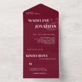 Modern Elegant Plain Plum Bold Wedding RSVP All In One Uitnodiging (Binnen)