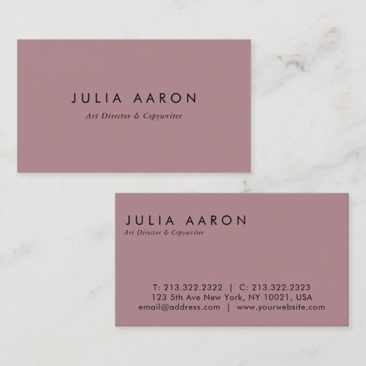 Modern Elegant Plain Professional Brick Red Visitekaartje (Voorkant / Achterkant)