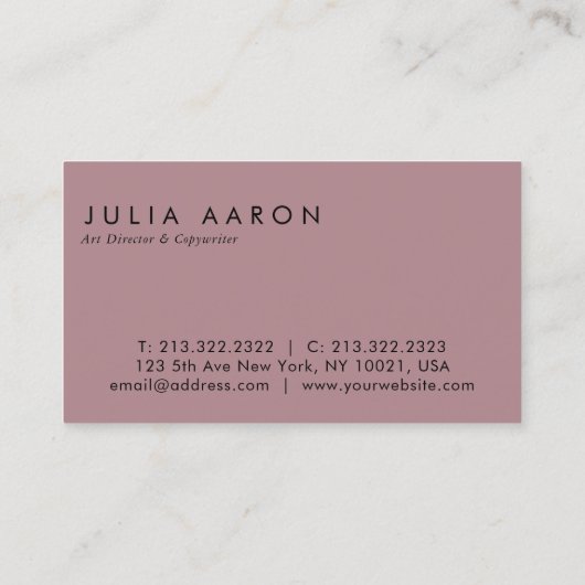 Modern Elegant Plain Professional Brick Red Visitekaartje (Achterkant)