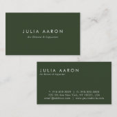 Modern Elegant Plain Professional Emerald Green Visitekaartje (Voorkant / Achterkant)