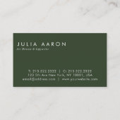 Modern Elegant Plain Professional Emerald Green Visitekaartje (Achterkant)