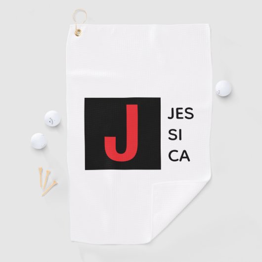 Modern Elegant Plain Professional Name Monogram Golfhanddoek (Insitu)