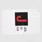 Modern Elegant Plain Professional Name Monogram Golfhanddoek (Horizontaal)
