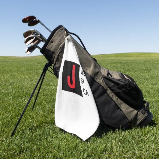 Modern Elegant Plain Professional Name Monogram Golfhanddoek (Groen)