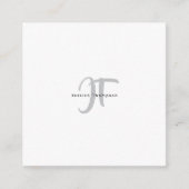 Modern Elegant Plain Professional Name Monogram Informatiekaartje (Voorkant)