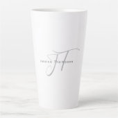 Modern Elegant Plain Professional Name Monogram Latte Mok (Voorkant)