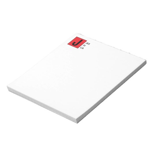 Modern Elegant Plain Professional Name Monogram Notitieblok (Linkerzijde)