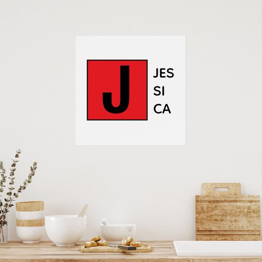 Modern Elegant Plain Professional Name Monogram Poster (Keuken)