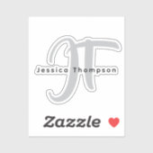 Modern Elegant Plain Professional Name Monogram Sticker (Vel)