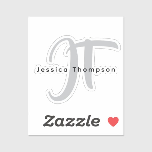 Modern Elegant Plain Professional Name Monogram Sticker (Vel)