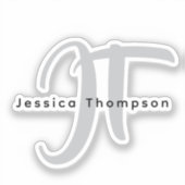 Modern Elegant Plain Professional Name Monogram Sticker (Voorkant)