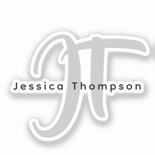 Modern Elegant Plain Professional Name Monogram Sticker (Voorkant)