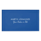 Modern Elegant Plain Stijlvol Blauw Minimalist Naambadge (Voorkant)