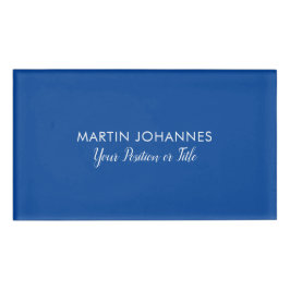 Modern Elegant Plain Stijlvol Blauw Minimalist Naambadge