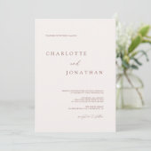 Modern Elegant Plain White Wedding Invitation Kaart (Staand voorkant)