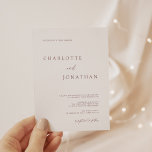Modern Elegant Plain White Wedding Invitation Kaart<br><div class="desc">Modern Elegant Plain White Wedding Invitation</div>