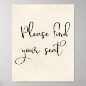 Modern Elegant Please Find Your Seat Script Sign Poster (Voorkant)