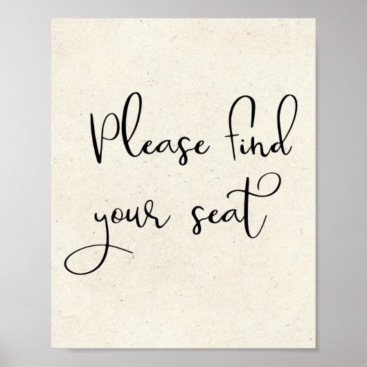 Modern Elegant Please Find Your Seat Script Sign Poster (Voorkant)