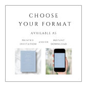 Modern Elegant Poederblauw Virtuele bruiloft Kaart