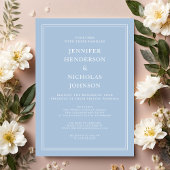 Modern Elegant Poederblauw Virtuele bruiloft Kaart