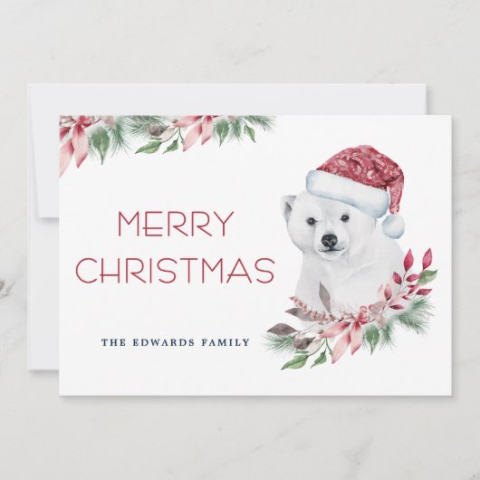 Modern Elegant Polar Beer Vrolijk Kerstfeest Feestdagenkaart (Voorkant)