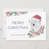 Modern Elegant Polar Beer Vrolijk Kerstmisbedrijf Feestdagenkaart (Voorkant)