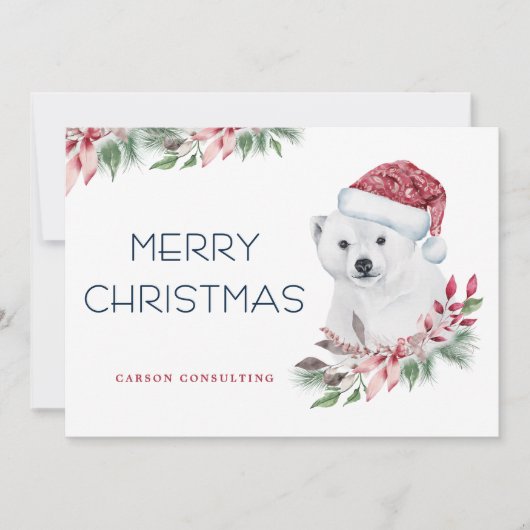 Modern Elegant Polar Beer Vrolijk Kerstmisbedrijf Feestdagenkaart (Voorkant)