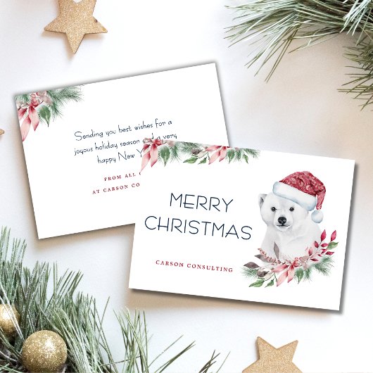 Modern Elegant Polar Beer Vrolijk Kerstmisbedrijf Feestdagenkaart