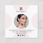 Modern Elegant Polka Dot Fotomasker Vierkante Visitekaartje (Achterkant)