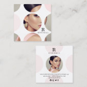 Modern Elegant Polka Dot Fotomasker Vierkante Visitekaartje (Voorkant / Achterkant)