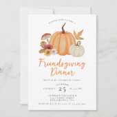 Modern Elegant Pompoen Vriendsgiving Diner Kaart (Voorkant)